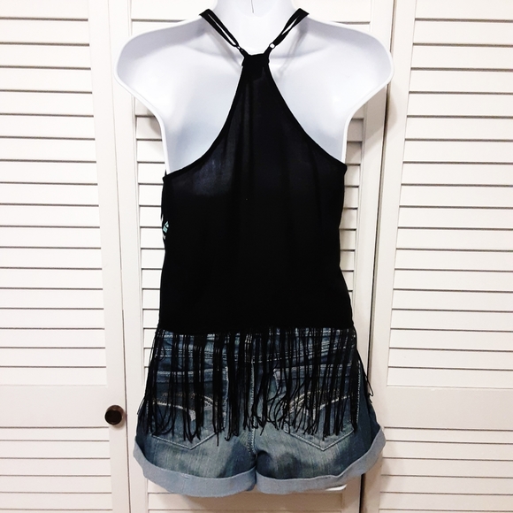 Rue 21 Adjustable Strap Racerback Fringe Top - Picture 3 of 8